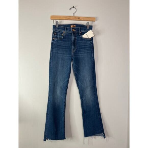 NWT Mother The Insider Crop Step Fray Bootcut Denim Jeans in Teaming Up Wash - Picture 2 of 10